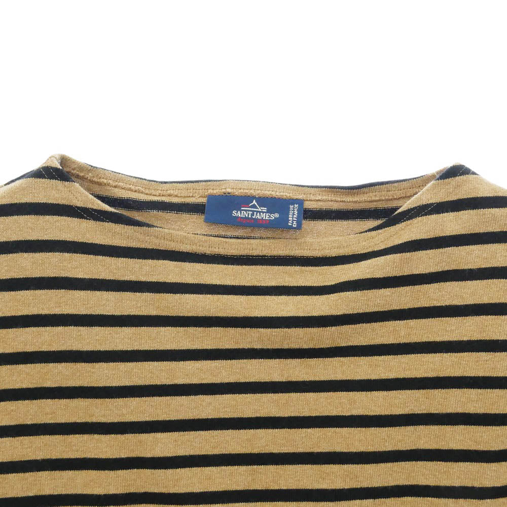 SAINT JAMES セントジェームス OUESSANT ウェッソン ボートネック ボーダー コットン 長袖 バスクシャツ Tシャツ カットソー ロンT ブラウン系 ブラック系 5【中古】