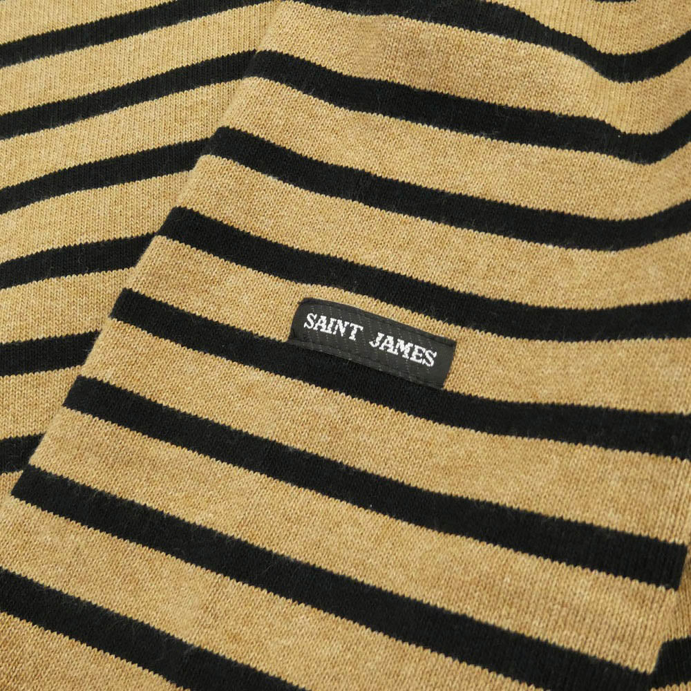 SAINT JAMES セントジェームス OUESSANT ウェッソン ボートネック ボーダー コットン 長袖 バスクシャツ Tシャツ カットソー ロンT ブラウン系 ブラック系 5【中古】