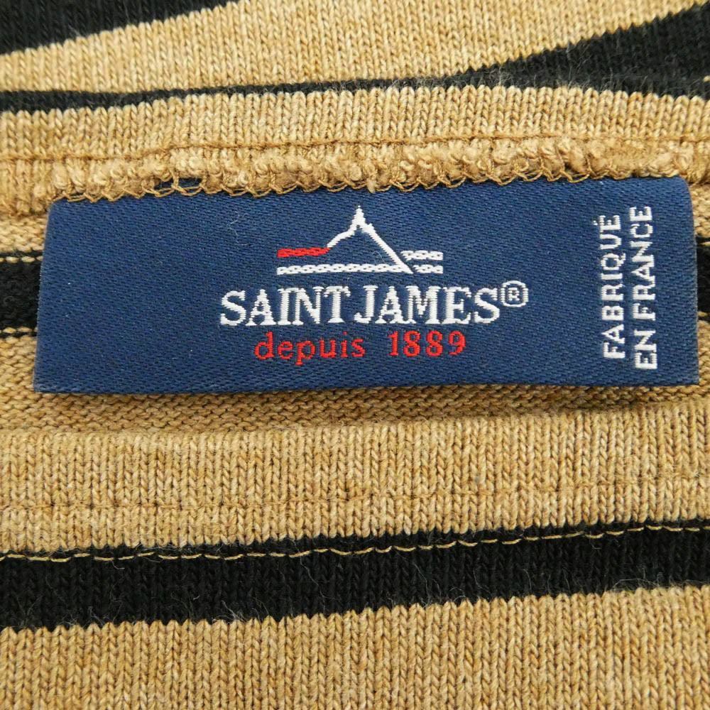 SAINT JAMES セントジェームス OUESSANT ウェッソン ボートネック ボーダー コットン 長袖 バスクシャツ Tシャツ カットソー ロンT ブラウン系 ブラック系 5【中古】