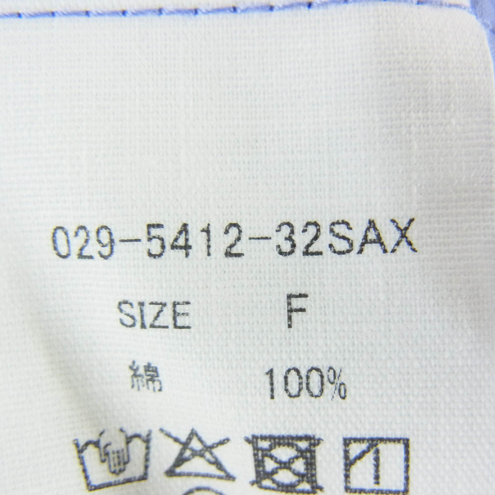 ハウス 029-5412-32SAX タイプライタークロス スモールカラー コットン 長袖 ビッグシャツ ブルー系 F【中古】
