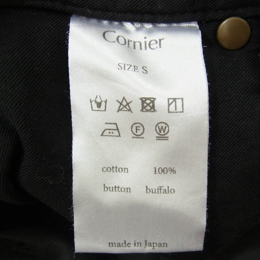 コルニエ 26SS 20PT56 GARMENT DYED FINX/ZIMBABWE COTTON TWILL PAINTER PANTS ガーメントダイ 製品染め フィンクス ジンバブエコットン ツイル ペインターパンツ チャコール系 ブラック系 S【中古】