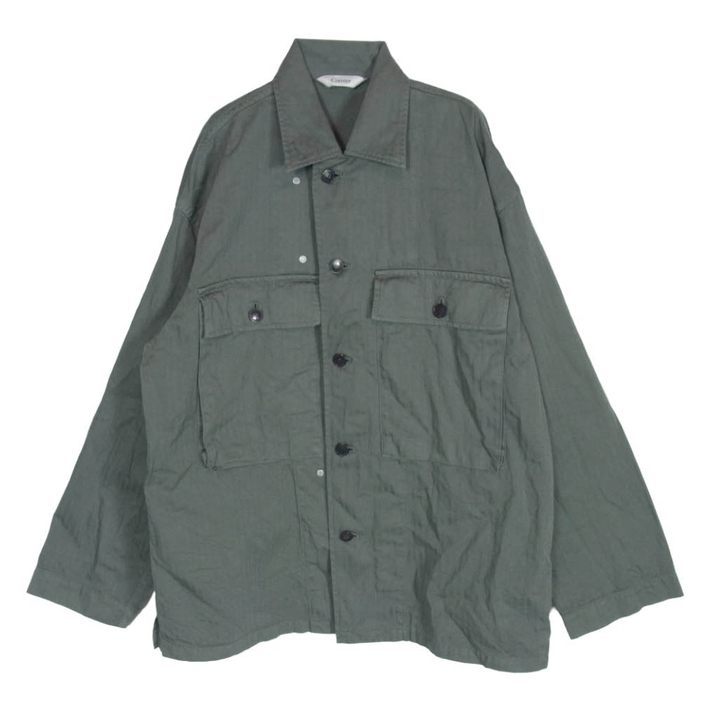 コルニエ 26SS 20JK22 GARMENT DYED FINX COTTON M43-HBT JACKET ガーメントダイ 製品染め ヘリンボーンツイル フィンクス コットン ミリタリー ジャケット カーキ系 S【中古】