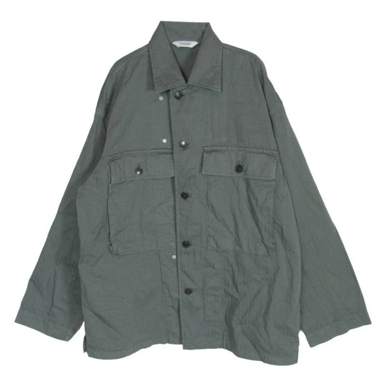 コルニエ 26SS 20JK22 GARMENT DYED FINX COTTON M43-HBT JACKET ガーメントダイ 製品染め ヘリンボーンツイル フィンクス コットン ミリタリー ジャケット カーキ系 S【中古】