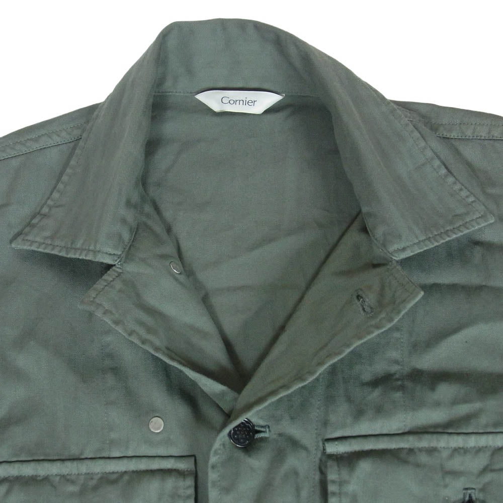 コルニエ 26SS 20JK22 GARMENT DYED FINX COTTON M43-HBT JACKET ガーメントダイ 製品染め ヘリンボーンツイル フィンクス コットン ミリタリー ジャケット カーキ系 S【中古】
