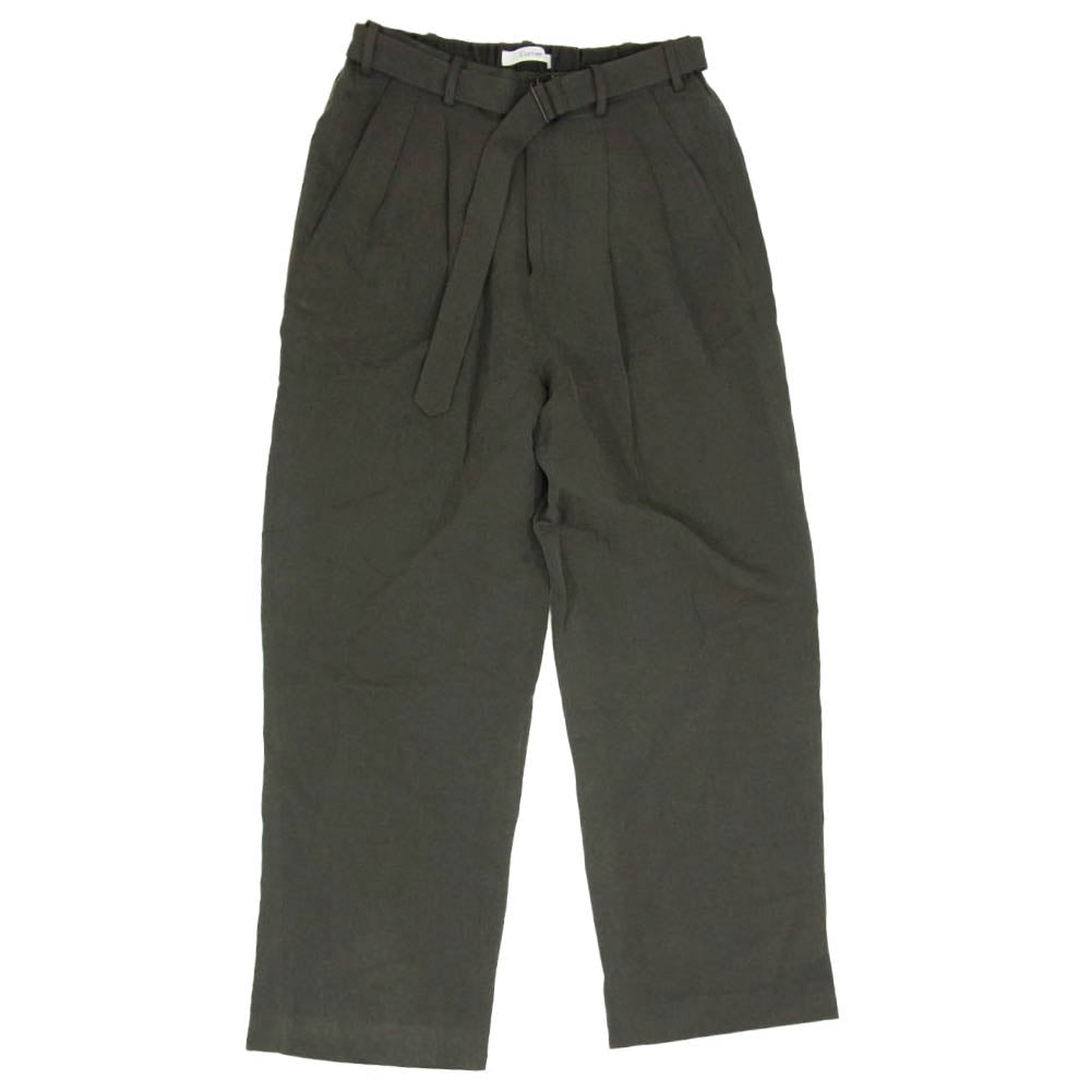 コルニエ 26SS 20PT64 SILK/LINEN FADED GABARDINE PANTS シルク リネン ギャバジン ベルト イージーパンツ グレー系 M【中古】