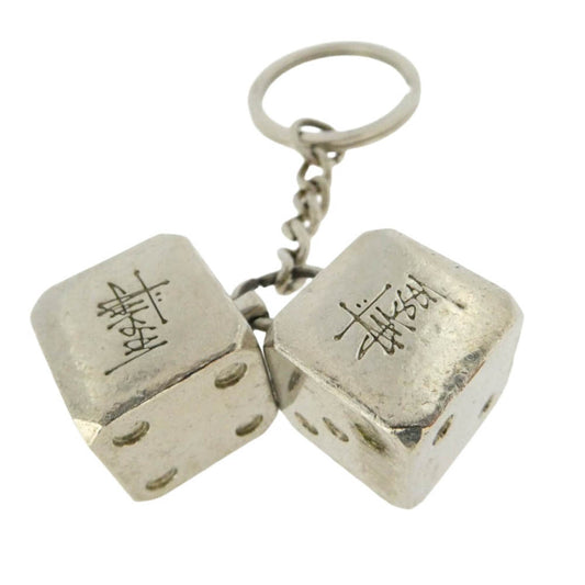 STUSSY ステューシー DICE KEYCHAIN ダイス キーホルダー キーリング シルバー系【中古】