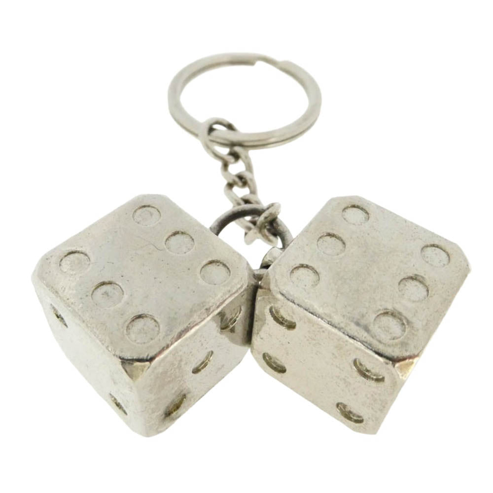 STUSSY ステューシー DICE KEYCHAIN ダイス キーホルダー キーリング シルバー系【中古】