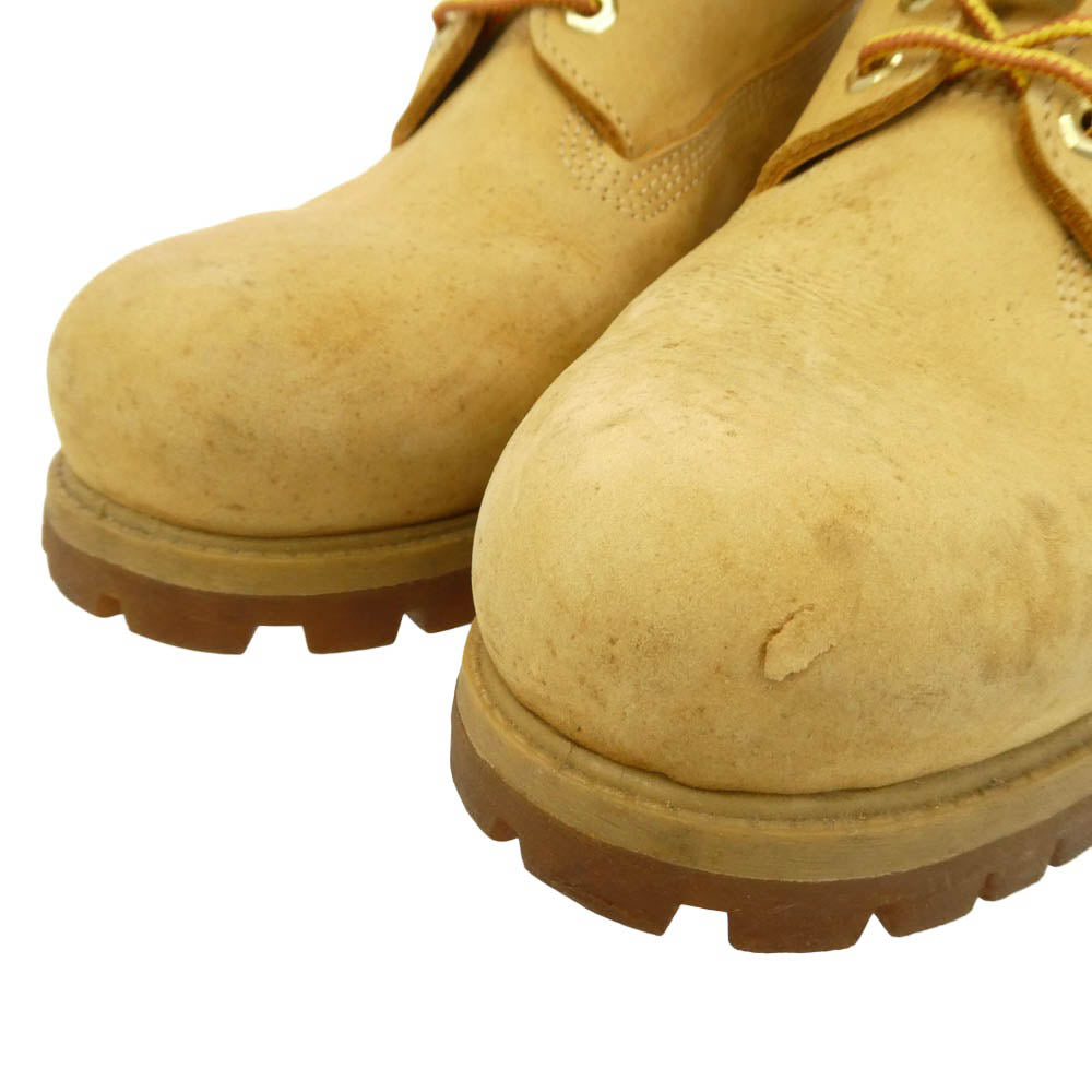 Timberland ティンバーランド 10061 ICON 6INCH PREMIUM BOOT WHEAT NUBUCK 6インチ プレミアム ウォータープルーフ レザー イエローブーツ ベージュ系 8.5W【中古】