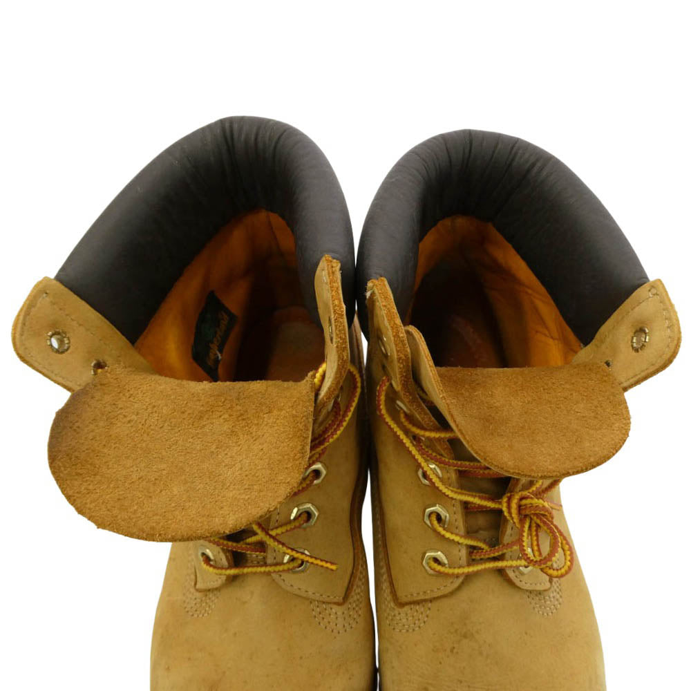 Timberland ティンバーランド 10061 ICON 6INCH PREMIUM BOOT WHEAT NUBUCK 6インチ プレミアム ウォータープルーフ レザー イエローブーツ ベージュ系 8.5W【中古】