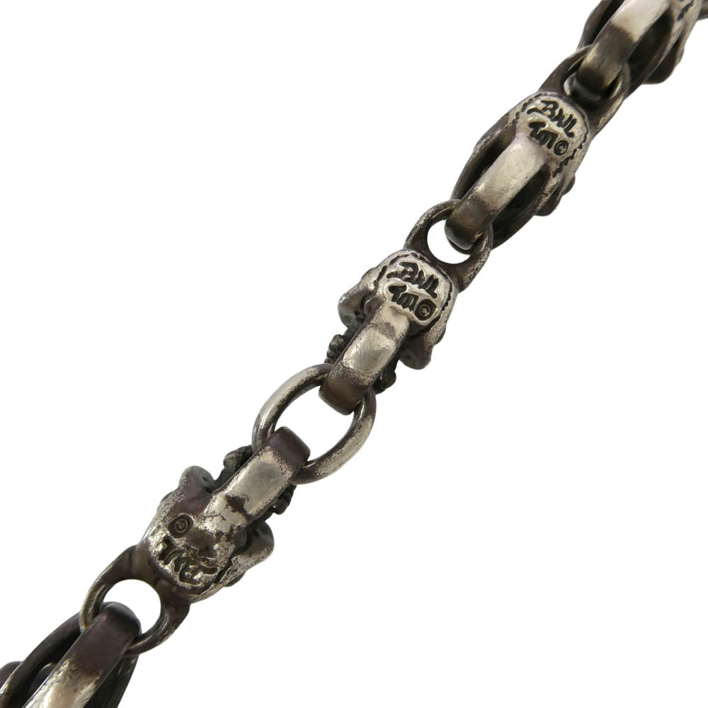 BILL WALL LEATHER ビルウォールレザー GOOD LUCK SKULL グッドラックスカル 6リンク w/ 金ロウ ゴールドサダー ルビー カスタム ブレスレット シルバー系 レッド系【中古】