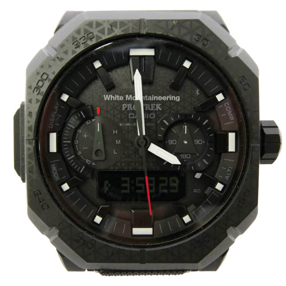 CASIO カシオ WHITE MOUNTAINEERING ホワイトマウンテニアリング PRW-B1000WM-1JR × PRO TREK × White Mountaineering Climber Line プロトレック ホワイトマウンテニアリング クライマーライン チタンバンド 腕時計 ウォッチ ブラック系【極上美品】【中古】