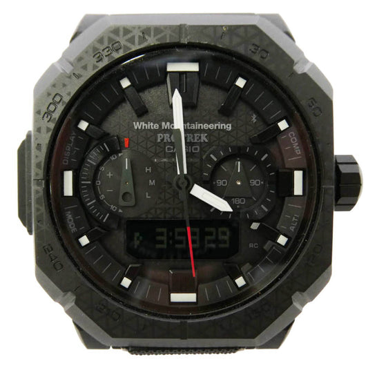 CASIO カシオ WHITE MOUNTAINEERING ホワイトマウンテニアリング PRW-B1000WM-1JR × PRO TREK × White Mountaineering Climber Line プロトレック ホワイトマウンテニアリング クライマーライン チタンバンド 腕時計 ウォッチ ブラック系【極上美品】【中古】