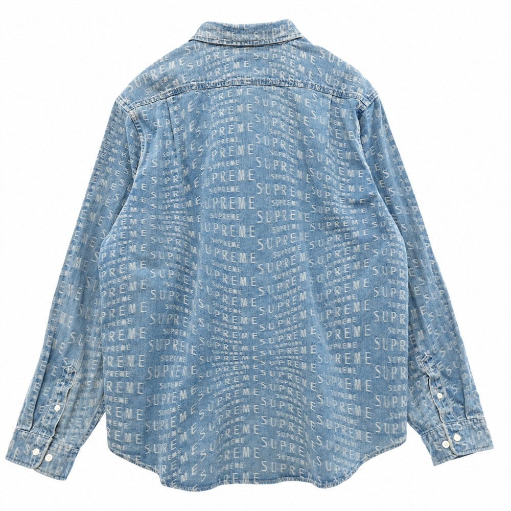 Supreme シュプリーム 21SS Warp Jacquard Logos Denim Shirt ワープ ジャカード ロゴ デニムシャツ ライトブルー系 XL【中古】