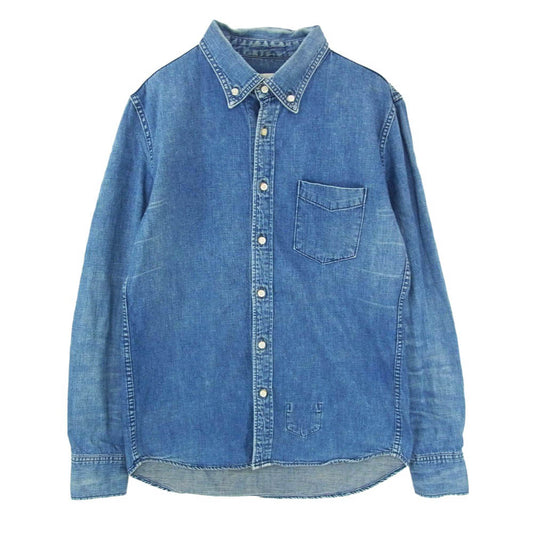 REMI RELIEF レミレリーフ デニム コットン ロングスリーブ 長袖 シャツ インディゴブルー系 M【中古】
