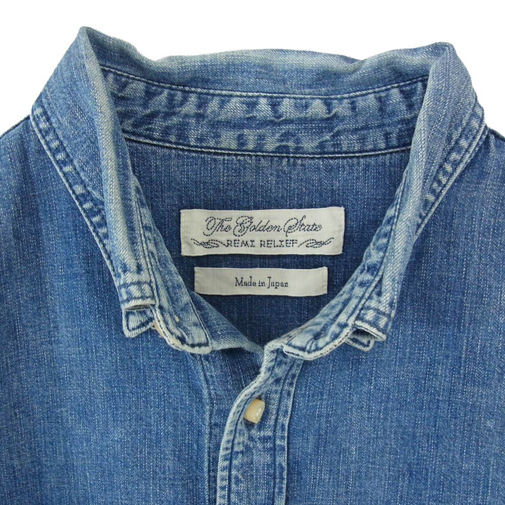 REMI RELIEF レミレリーフ デニム コットン ロングスリーブ 長袖 シャツ インディゴブルー系 M【中古】