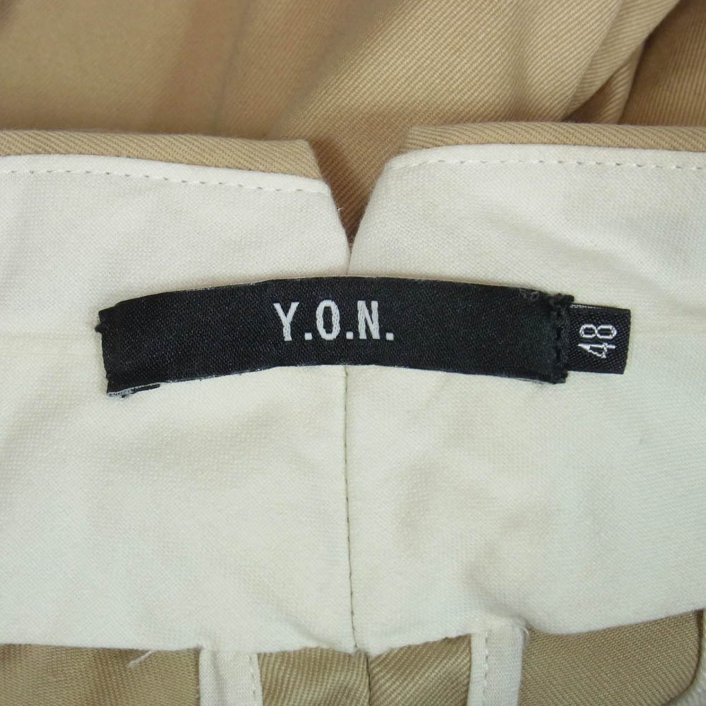 ワイオーエヌ STANDARD TROUSERS 2タック スタンダードトラウザーズ チノパン ベージュ系 48【中古】