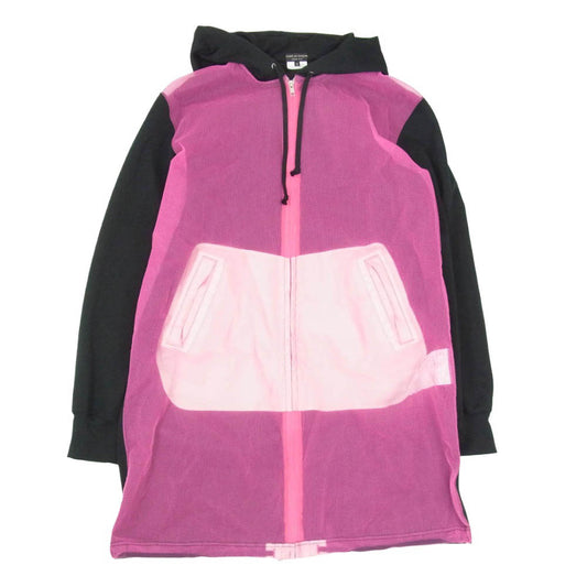 COMME des GARCONS HOMME PLUS コムデギャルソンオムプリュス 25SS PO-T031 メッシュレイヤード チュール ロング ジップ パーカー ブラック系 M【美品】【中古】