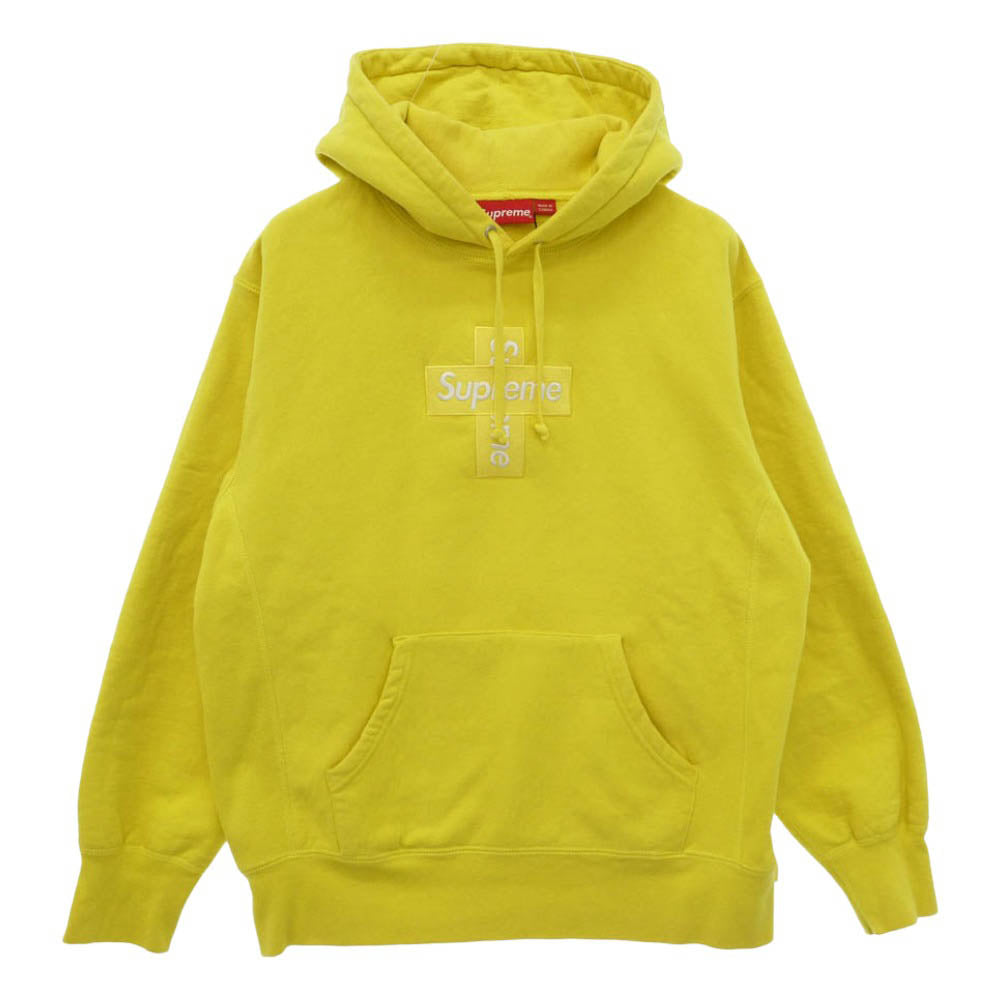 Supreme シュプリーム 20AW Cross Box Logo Hooded Sweatshirt クロスボックスロゴ フーデッド スウェットシャツ フーディー パーカー イエロー系 S【中古】
