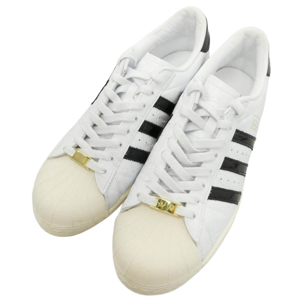 A BATHING APE アベイシングエイプ atmos アトモス adidas アディダス 25SS JR2701 × atmos × adidas Superstar V Footwear アトモス アディダス スーパースター ローカット スニーカー ホワイト ホワイト系 ブラック系 29cm【美品】【中古】