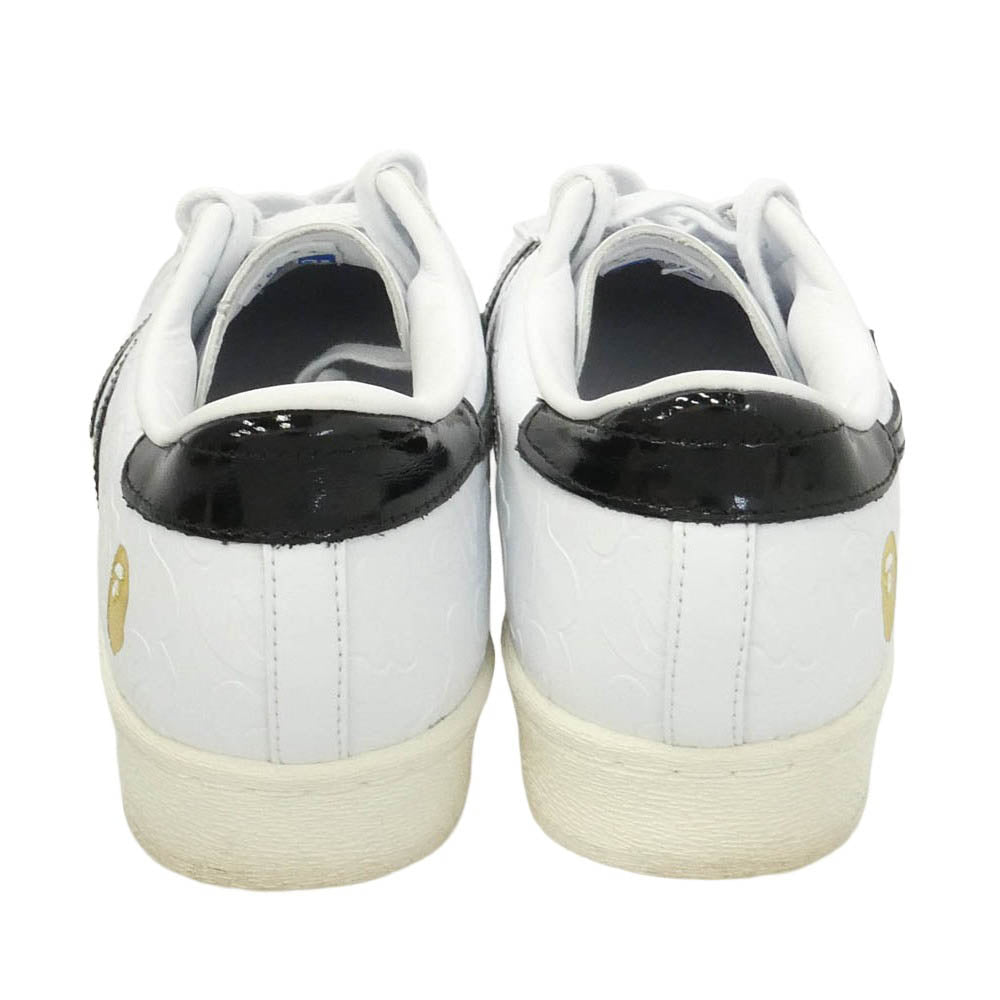 A BATHING APE アベイシングエイプ atmos アトモス adidas アディダス 25SS JR2701 × atmos × adidas Superstar V Footwear アトモス アディダス スーパースター ローカット スニーカー ホワイト ホワイト系 ブラック系 29cm【美品】【中古】