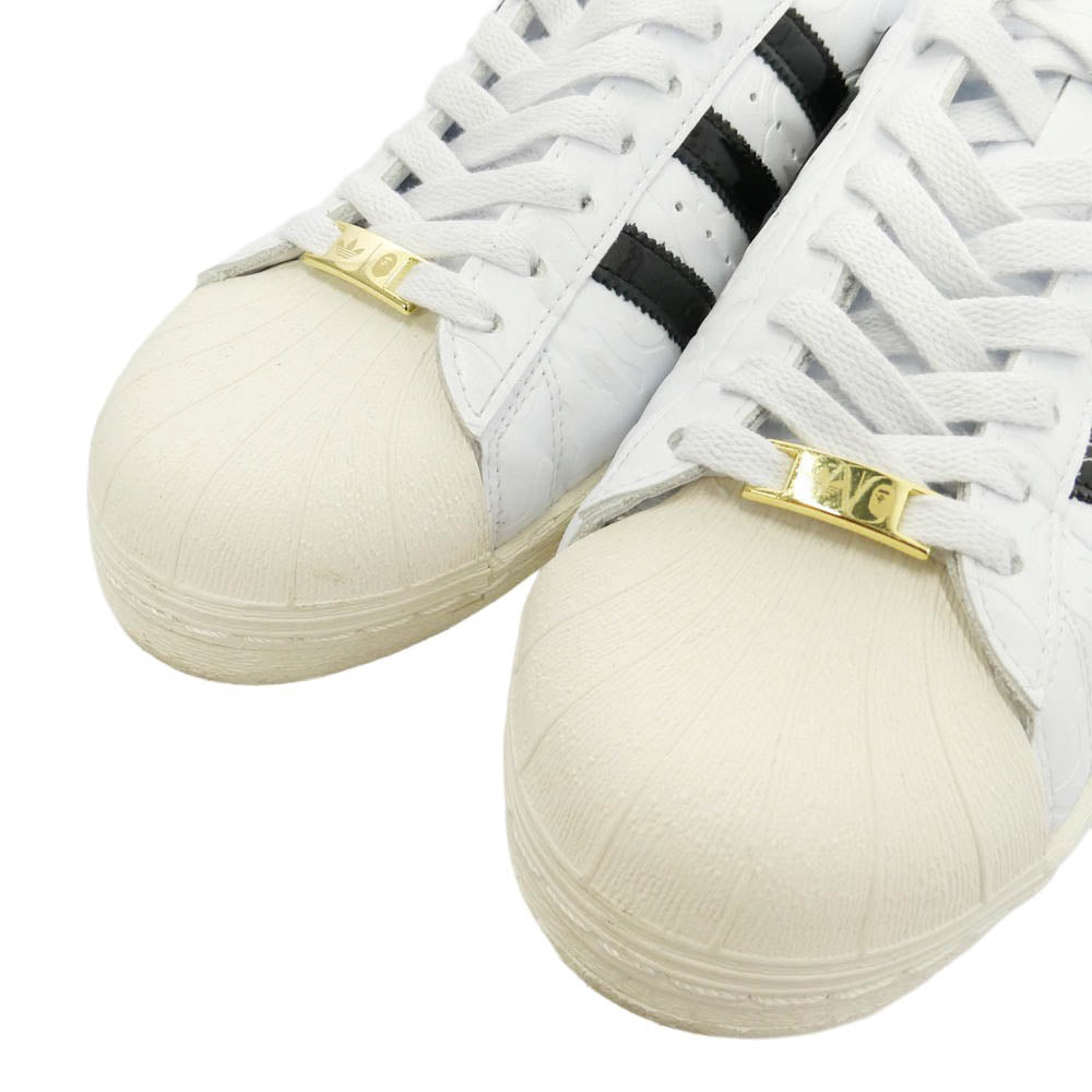 A BATHING APE アベイシングエイプ atmos アトモス adidas アディダス 25SS JR2701 × atmos × adidas Superstar V Footwear アトモス アディダス スーパースター ローカット スニーカー ホワイト ホワイト系 ブラック系 29cm【美品】【中古】