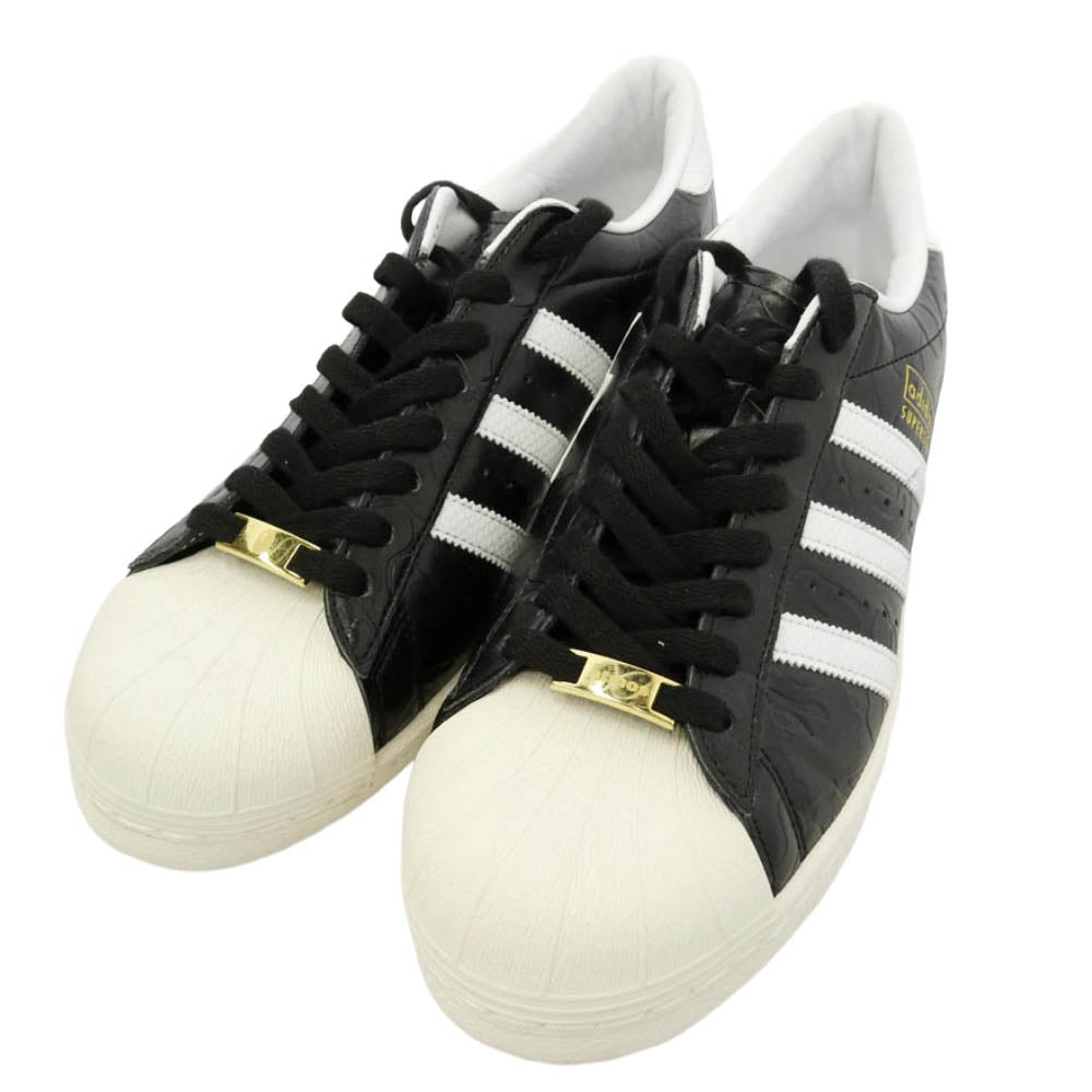 A BATHING APE アベイシングエイプ atmos アトモス adidas アディダス 25SS JQ3666 × atmos × adidas Superstar SSTR 5 V G-SNK アトモス アディダス スーパースター R 5 ローカット スニーカー ブラック ブラック系 ホワイト系 29cm【美品】【中古】