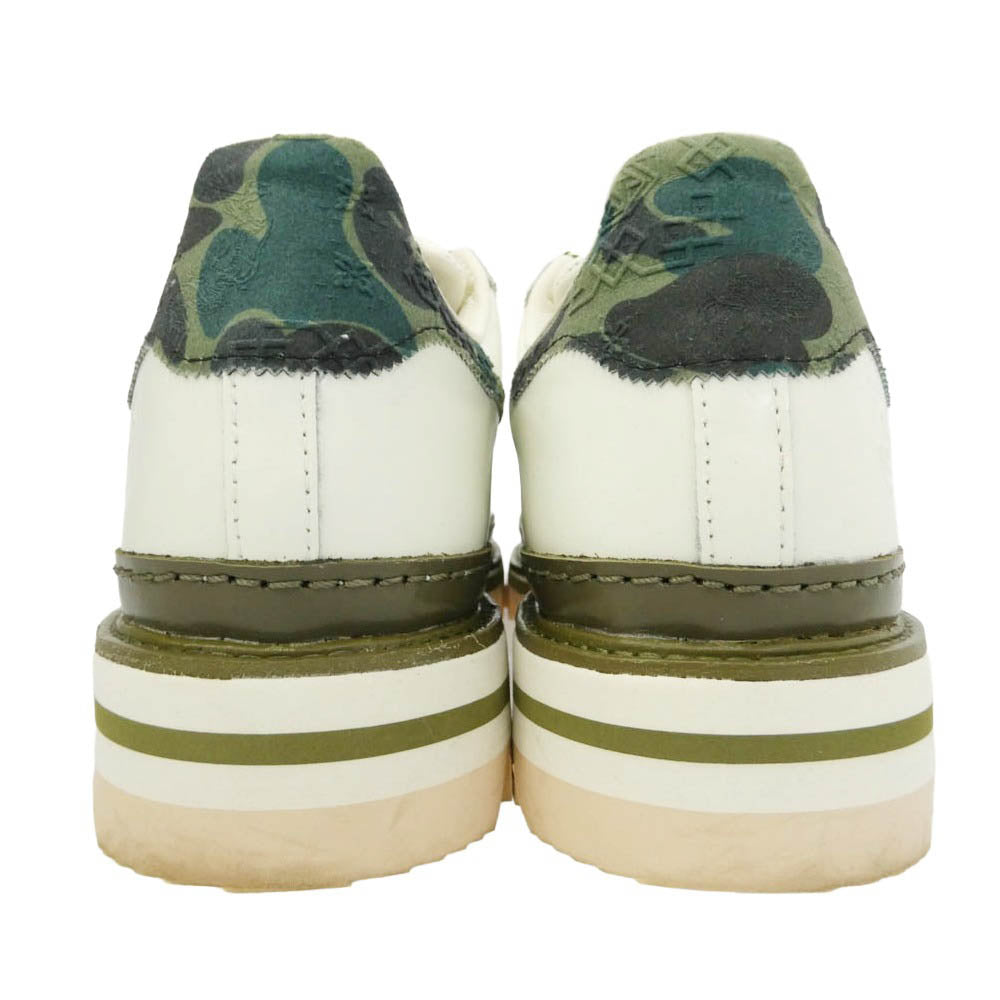 A BATHING APE アベイシングエイプ adidas アディダス 25AW KJ1473 × CLOT × adidas Superstar by Edison Chen クロット アディダス スーパースター バイ エディソン チャン グリーンカモ シャークソール ローカット スニーカー ホワイト系 カーキ系 29cm【美品】【中古】