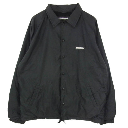 NEIGHBORHOOD ネイバーフッド 20AW 202TSNH-JKM01 BROOKS N-JKT ロゴプリント ナイロン コーチ ジャケット ブラック系 L【中古】