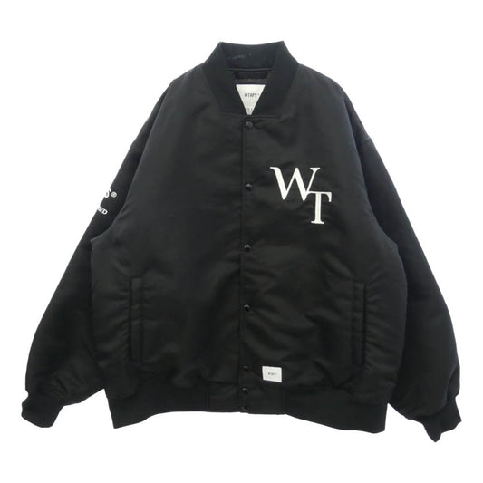 WTAPS ダブルタップス 23AW 232TQDT-JKM05 TEAM JACKET NYLON TWILL LEAGUE チーム ジャケット ナイロン ツイル リーグ ブルゾン ブラック系 X04【美品】【中古】