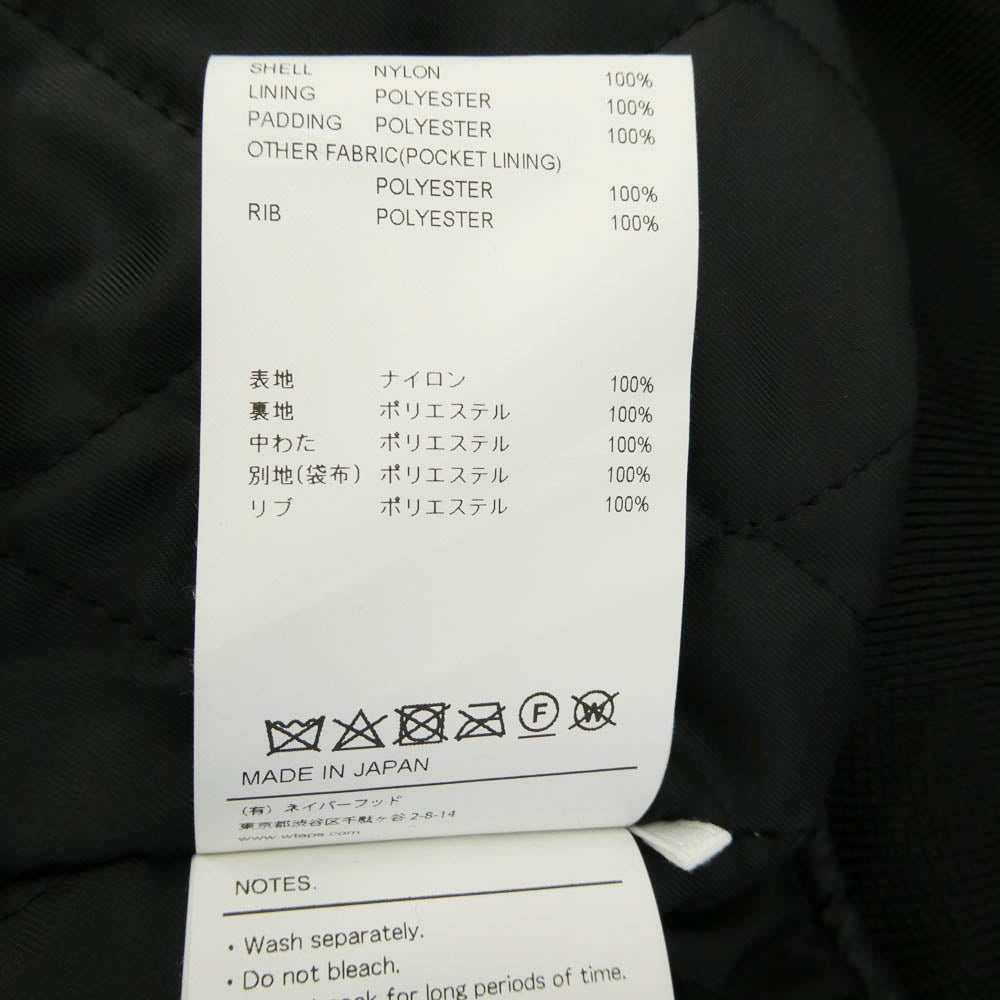 WTAPS ダブルタップス 23AW 232TQDT-JKM05 TEAM JACKET NYLON TWILL LEAGUE チーム ジャケット ナイロン ツイル リーグ ブルゾン ブラック系 X04【美品】【中古】