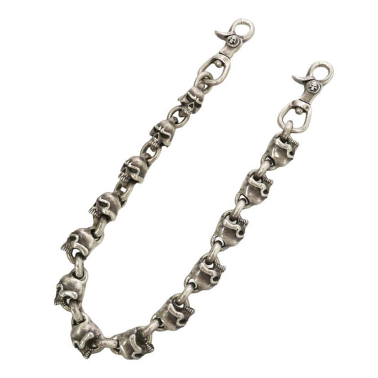 サーティーンデザインズ SKULL WALLET CHAIN スカル 2クリップ ウォレットチェーン シルバー系【中古】