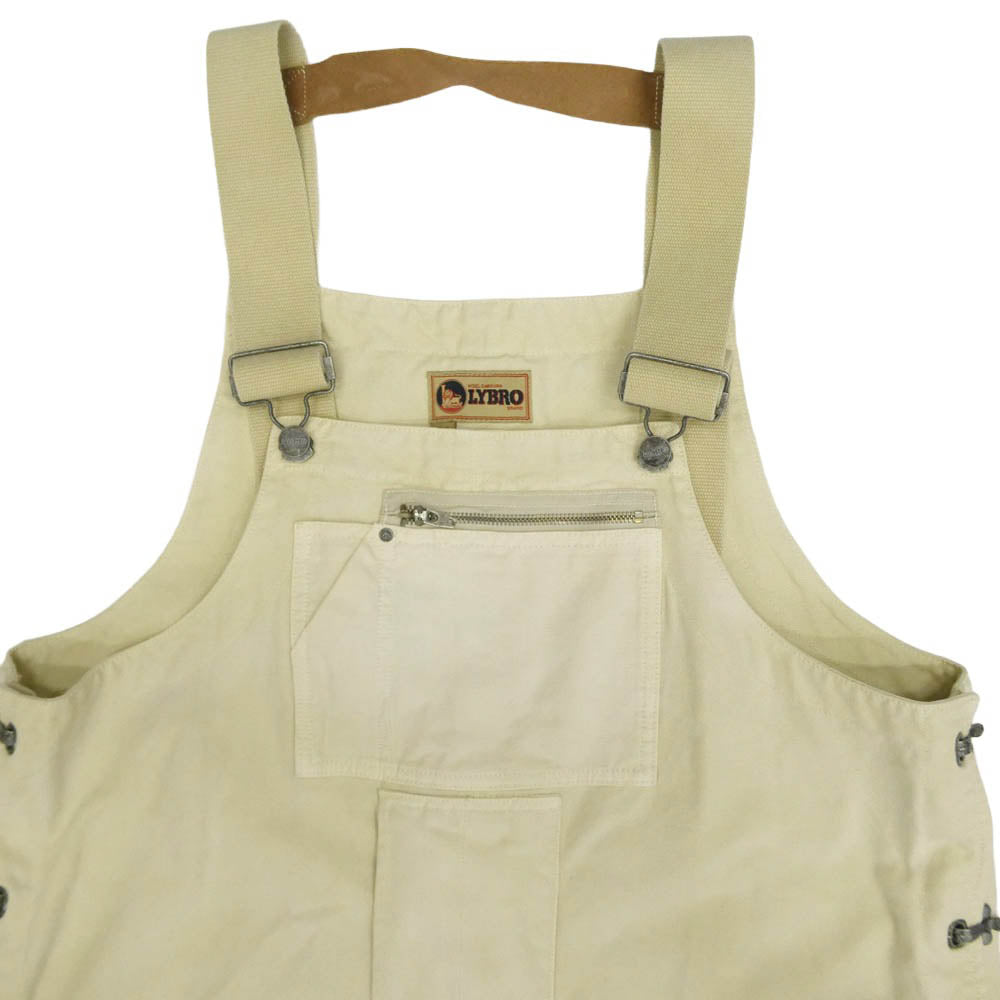 Nigel Cabourn ナイジェルケーボン LYBRO NAVAL DUNGAREE ライブロ ナバル ネイヴァル ダンガリー デニム オーバーオール ワークウェア ホワイト ベージュ系 52【中古】