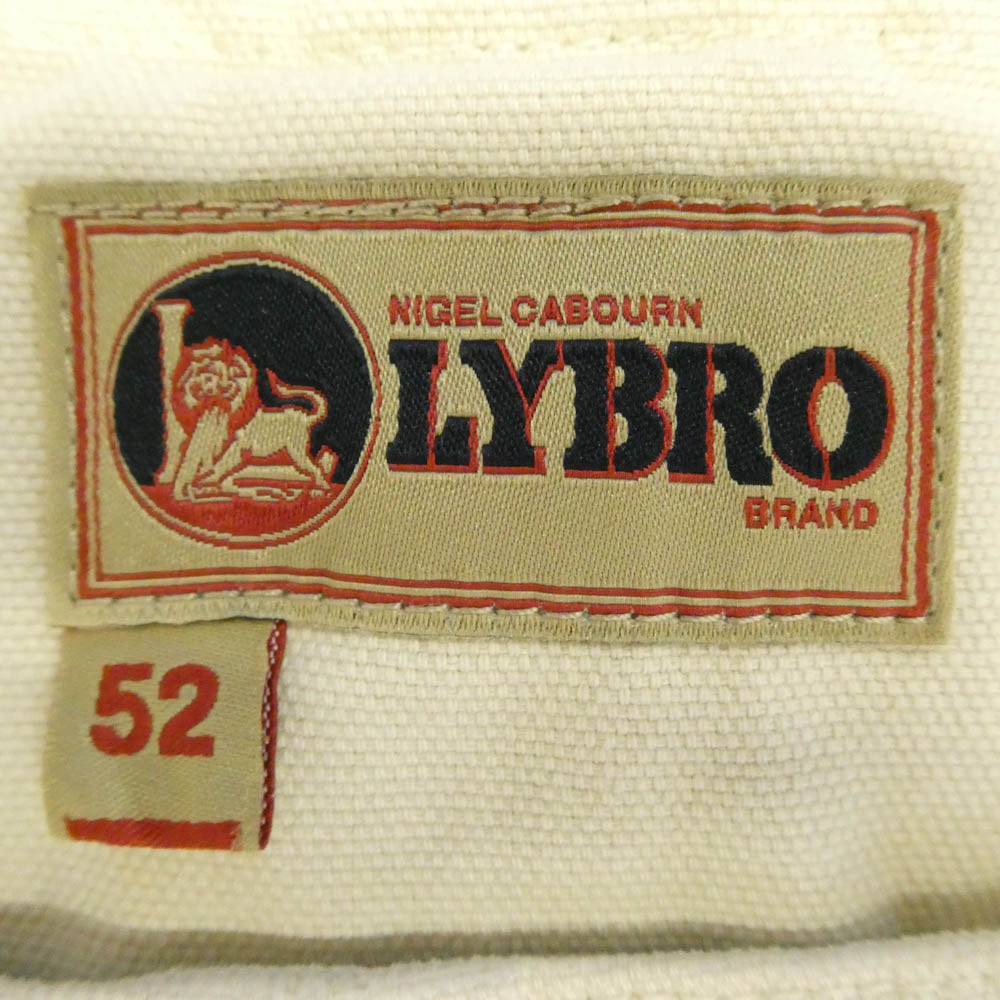Nigel Cabourn ナイジェルケーボン LYBRO NAVAL DUNGAREE ライブロ ナバル ネイヴァル ダンガリー デニム オーバーオール ワークウェア ホワイト ベージュ系 52【中古】