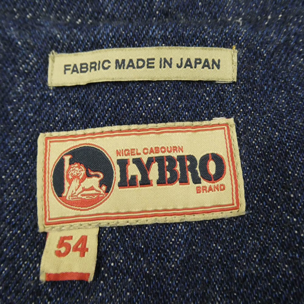 Nigel Cabourn ナイジェルケーボン LYBRO NAVAL DUNGAREE ライブロ ナバル ネイヴァル ダンガリー デニム オーバーオール ワークウェア インディゴブルー系 54【中古】