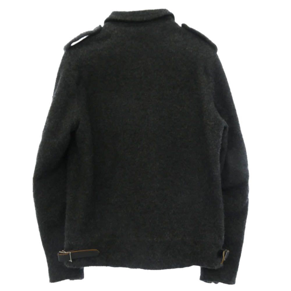 JUNYA WATANABE COMME des GARCONS MAN ジュンヤワタナベコムデギャルソンマン AD2003 WK-J068 × LEWIS LEATHERS ルイスレザー ウール ブークレ 縮絨 シングル ライダース ジャケット グレー系 M【中古】