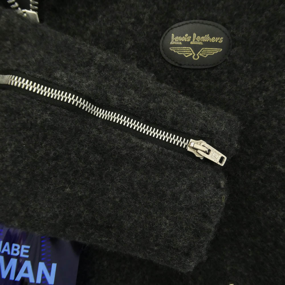 JUNYA WATANABE COMME des GARCONS MAN ジュンヤワタナベコムデギャルソンマン AD2003 WK-J068 × LEWIS LEATHERS ルイスレザー ウール ブークレ 縮絨 シングル ライダース ジャケット グレー系 M【中古】