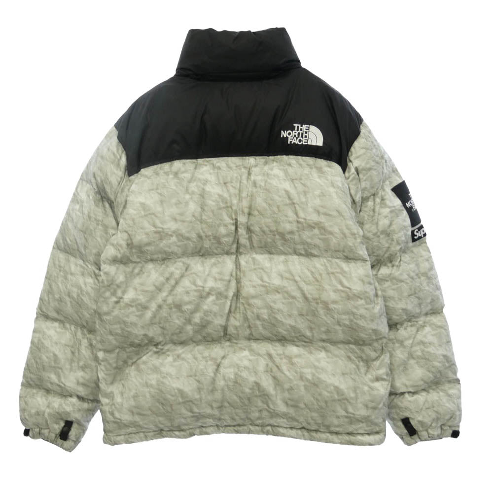 Supreme シュプリーム THE NORTH FACE ノースフェイス 19AW ND91806I × THE NORTH FACE Paper Print Nuptse Jacket ノースフェイス ペーパー ヌプシ ダウン ジャケット ブラック系 M【中古】