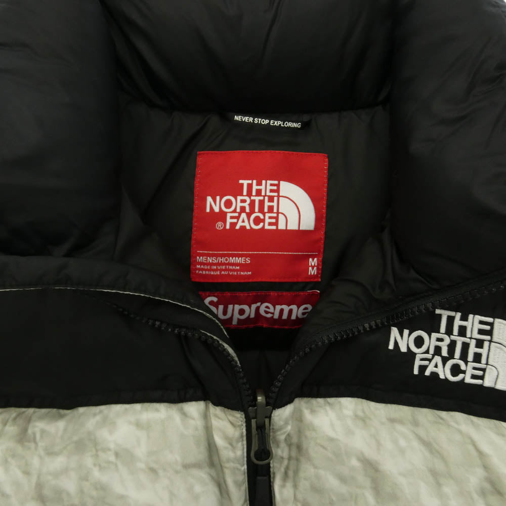 Supreme シュプリーム THE NORTH FACE ノースフェイス 19AW ND91806I × THE NORTH FACE Paper Print Nuptse Jacket ノースフェイス ペーパー ヌプシ ダウン ジャケット ブラック系 M【中古】