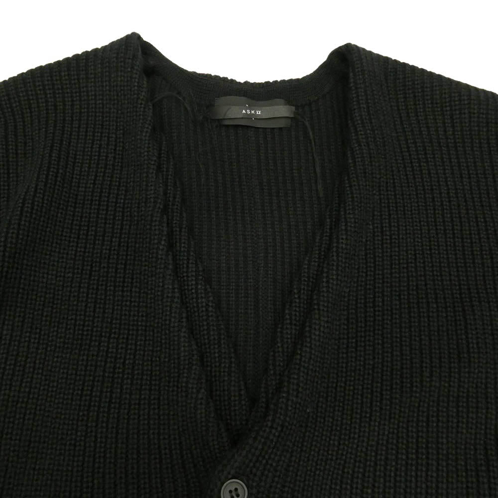 アスキー レイヤード ドッキング ローゲージ ニット カーディガン 中国製 ブラック系 BLK F【中古】
