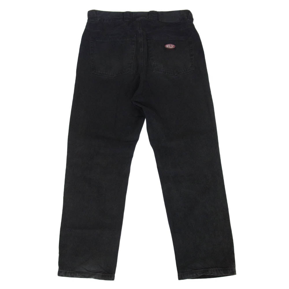ウィリー チャバリア コットン ボタンフライ ワイド ストレート デニムパンツ ジーンズ ブラック系 XL【中古】