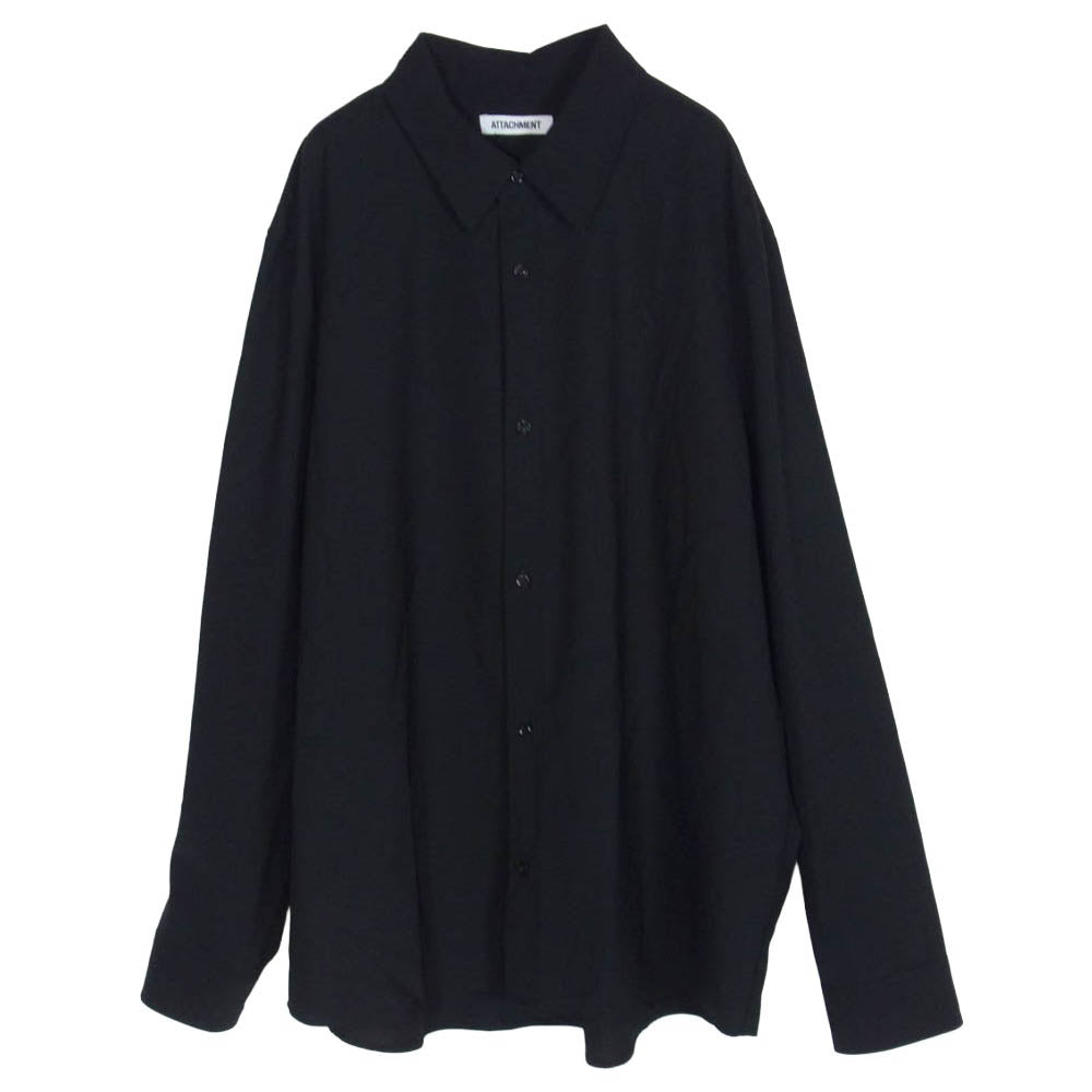 ATTACHMENT アタッチメント 26SS MCKZ0212076998 WO/TA STRETCH TRO L/S SHIRT ウール トリアセテート ストレッチトロピカル ロングスリーブ シャツ ブラック系 4【美品】【中古】