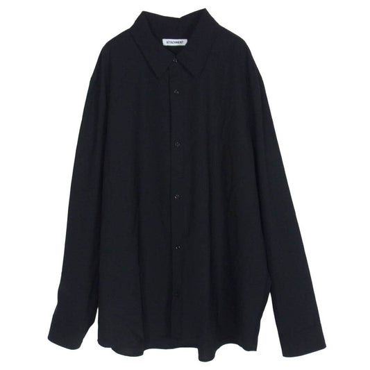 ATTACHMENT アタッチメント 26SS MCKZ0212076998 WO/TA STRETCH TRO L/S SHIRT ウール トリアセテート ストレッチトロピカル ロングスリーブ シャツ ブラック系 4【美品】【中古】