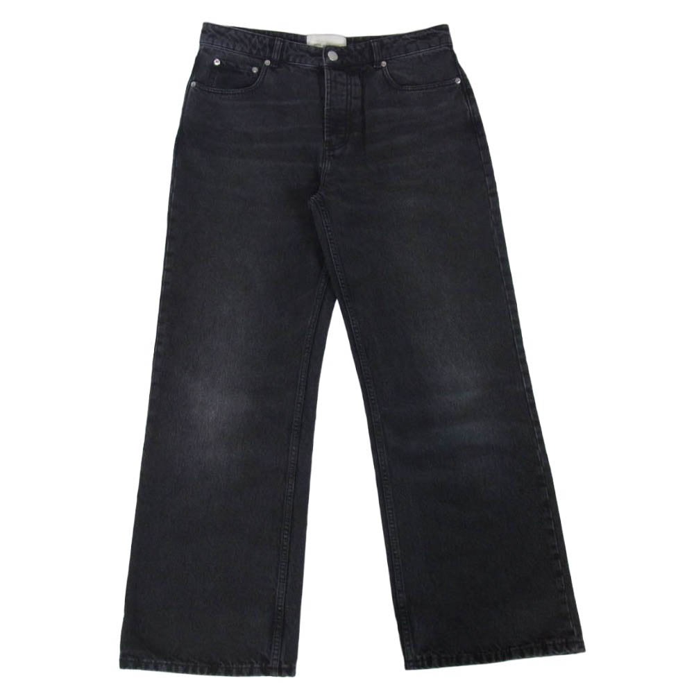 AMI PARIS アミパリス HTR450 DE0124 Cotton Large Fit Jeans コットン ラージフィット ボタンフライ ジーンズ デニムパンツ ブラック系 30【中古】