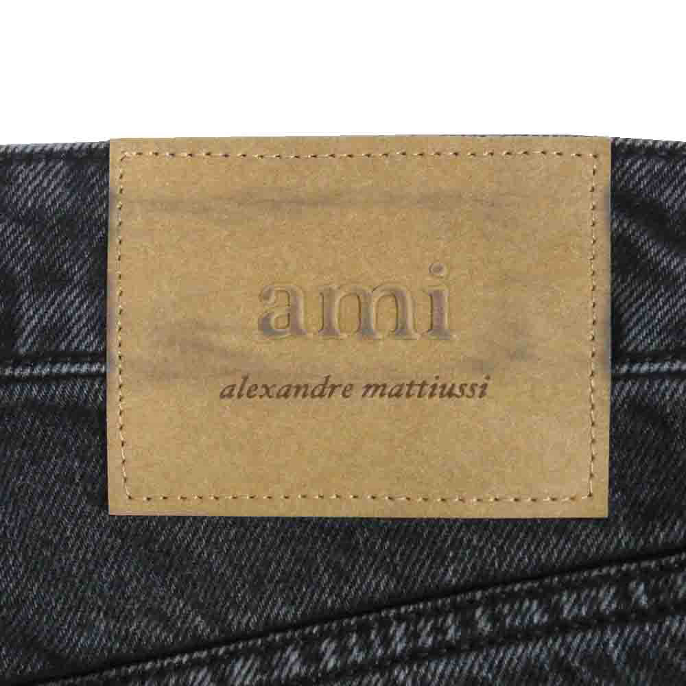 AMI PARIS アミパリス HTR450 DE0124 Cotton Large Fit Jeans コットン ラージフィット ボタンフライ ジーンズ デニムパンツ ブラック系 30【中古】