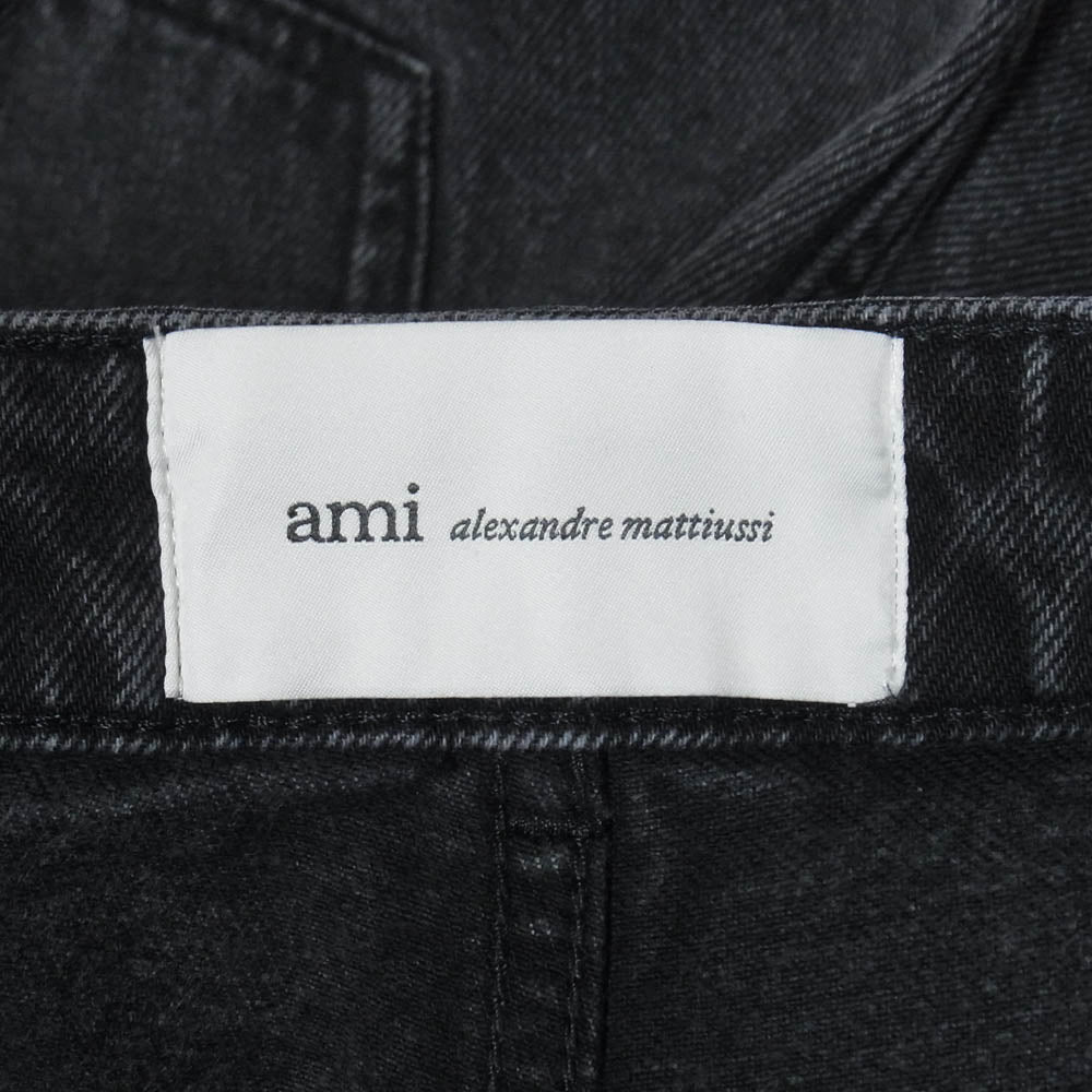 AMI PARIS アミパリス HTR450 DE0124 Cotton Large Fit Jeans コットン ラージフィット ボタンフライ ジーンズ デニムパンツ ブラック系 30【中古】