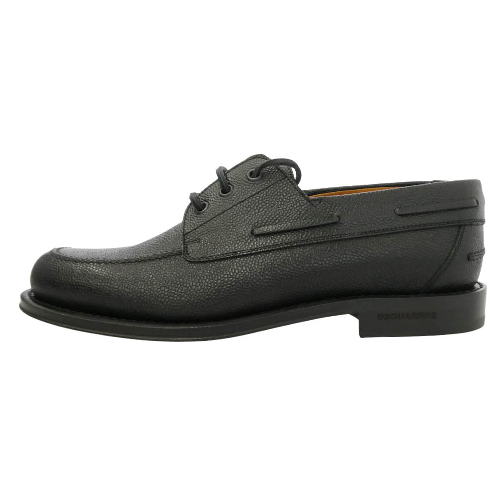 DSQUARED2 ディースクエアード LUM0109422000012124 Neoclassic Boat Shoes ネオクラシック レザー 型押し デッキ ボートシューズ ブラック系 43【美品】【中古】