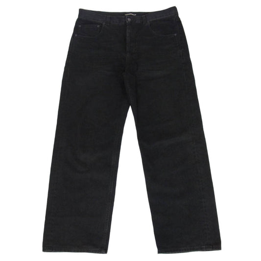 SAINT LAURENT サンローラン 786722Y15HA ルーズフィット ワイド ストレート ボタンフライ デニムパンツ ジーンズ ブラック系 31【中古】