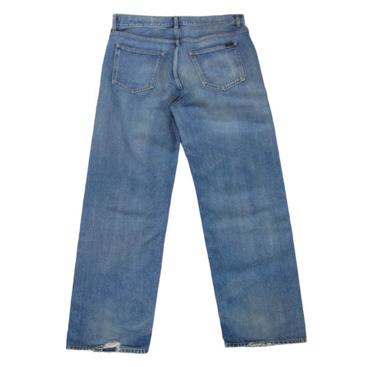 SAINT LAURENT サンローラン 786722 Y13KB Mick Denim ダメージ ボタンフライ ワイド ストレート バギー ミック デニムパンツ ジーンズ インディゴブルー系 31【中古】