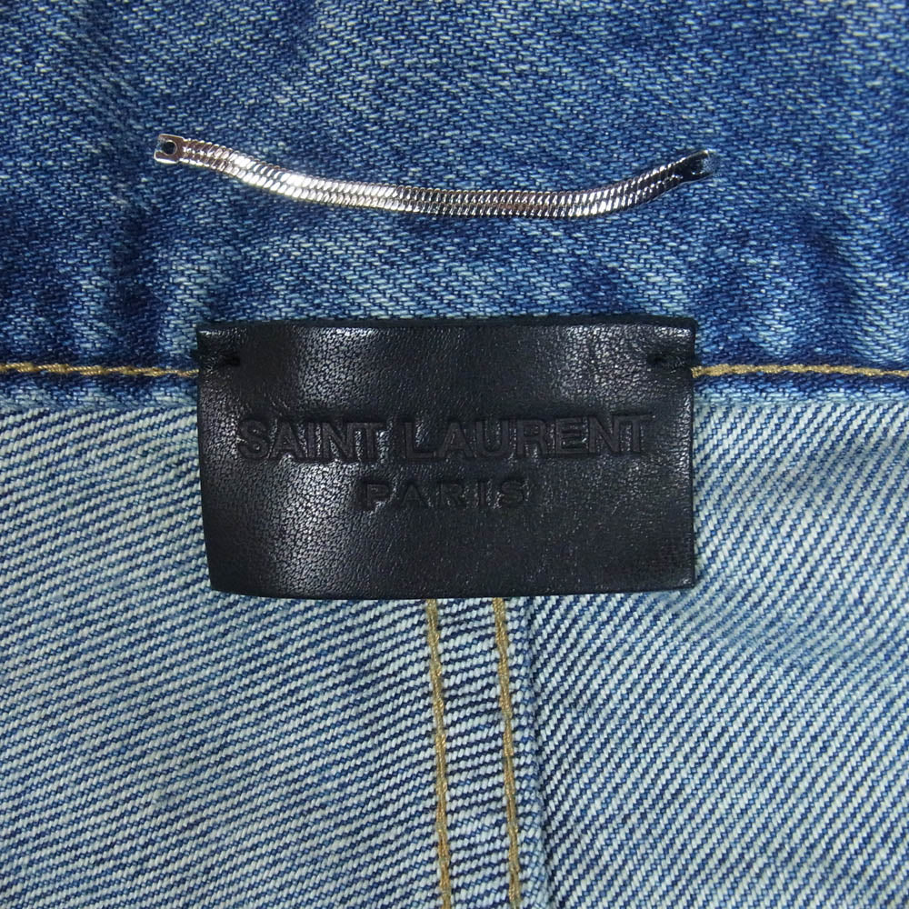 SAINT LAURENT サンローラン 786722 Y13KB Mick Denim ダメージ ボタンフライ ワイド ストレート バギー ミック デニムパンツ ジーンズ インディゴブルー系 31【中古】