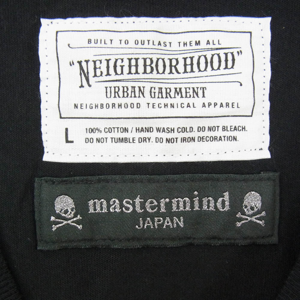 NEIGHBORHOOD ネイバーフッド mastermind JAPAN マスターマインドジャパン × mastermind JAPAN マスターマインドジャパン ロゴ スカル フレーム 半袖 Tシャツ ブラック系 L【極上美品】【中古】